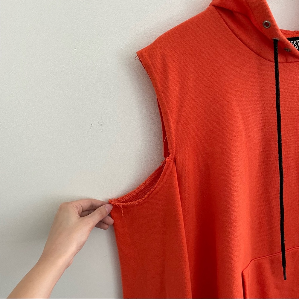 RARE Dolls Kill Poster Grl Oversize Cut Out Hoodie - Orange, Small - Picture 5 of 12